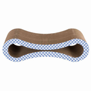 Carton de zgariat pentru pisici, model infinit, 86.36×26.67×26.67 cm, Albastru/Alb