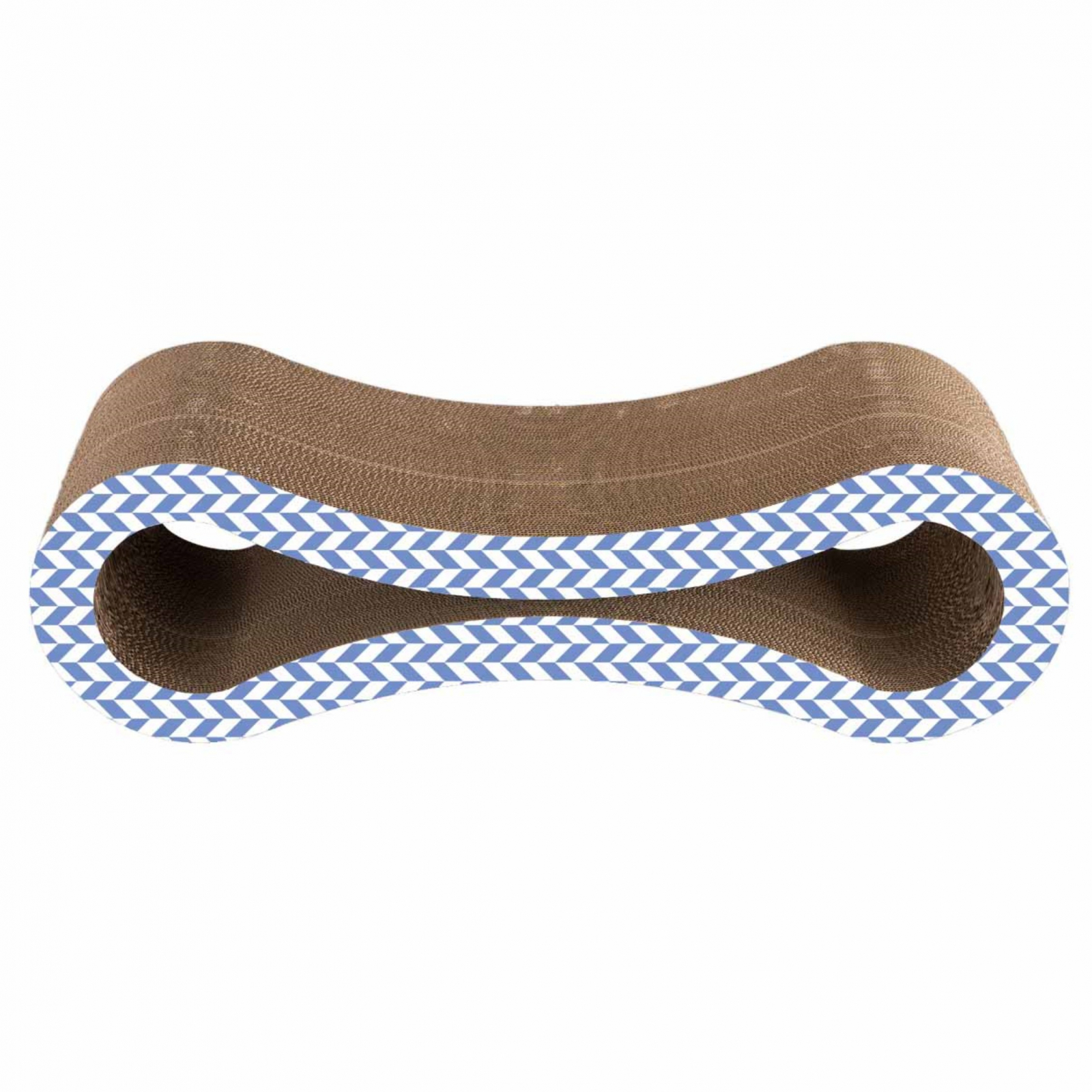 Carton de zgariat pentru pisici, model infinit, 86.36×26.67×26.67 cm, Albastru/Alb