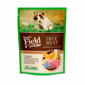Hrana Umeda caini, Sam/'s field dog pouch turkey with salmon & linseed oil for puppy 260gr